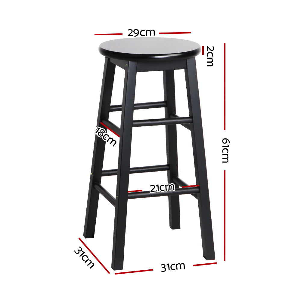 Artiss Black Beech Wood Bar Stools - Set of 2