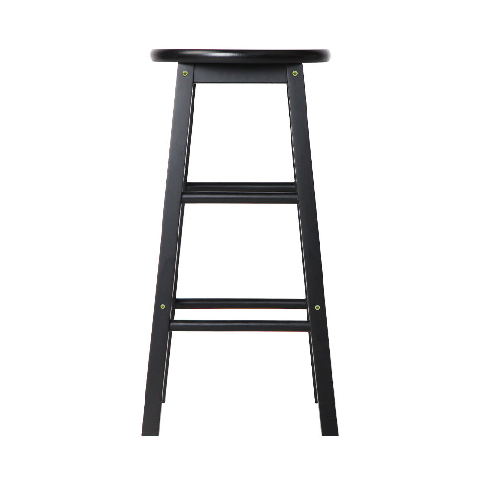 Artiss Black Beech Wood Bar Stools - Set of 2