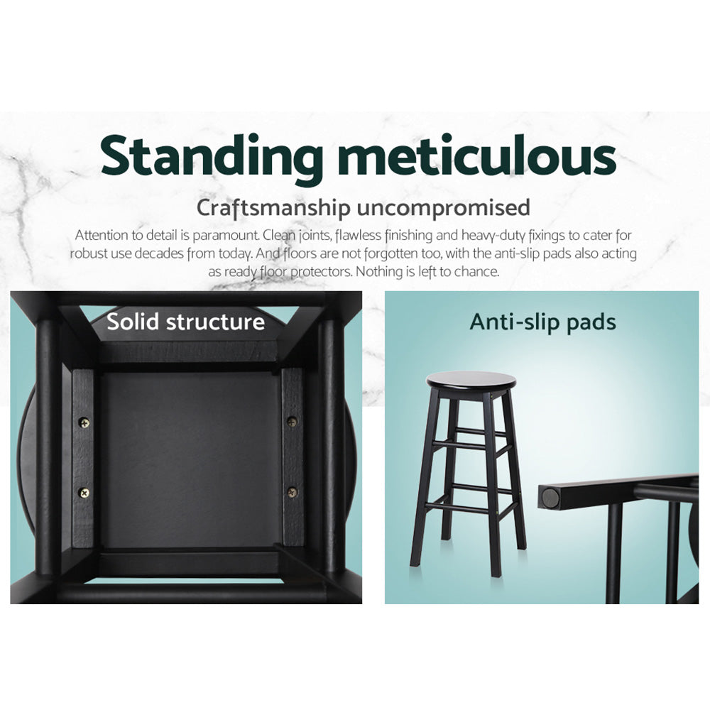 Artiss Black Beech Wood Bar Stools - Set of 2