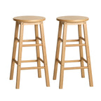 Artiss Wooden Round Bar Stools - Set of 2