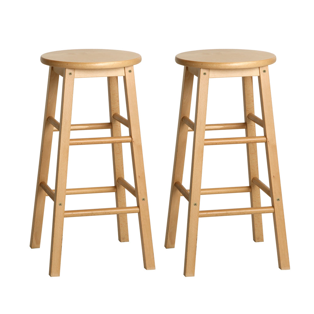 Artiss Wooden Round Bar Stools - Set of 2