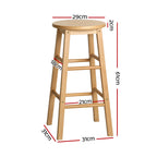 Artiss Wooden Round Bar Stools - Set of 2