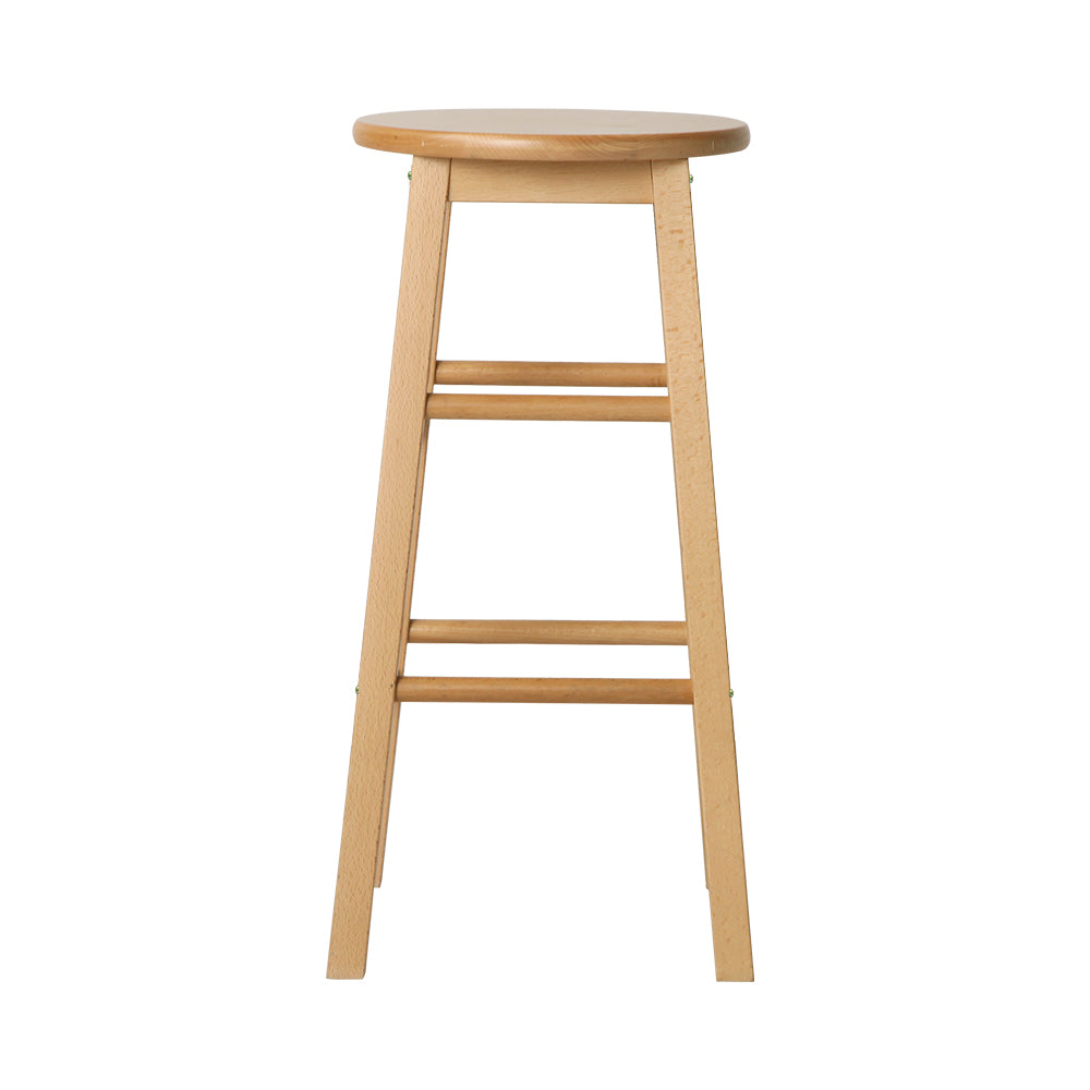Artiss Wooden Round Bar Stools - Set of 2
