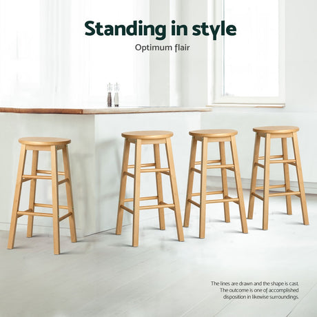Artiss Set of 4 Wooden Bar Stools Durable seating for modern spaces.