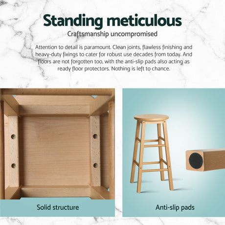 Artiss Set of 4 Wooden Bar Stools Durable seating for modern spaces.