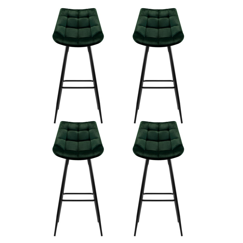 Artiss Green Velvet Bar Stools (Set of 4)