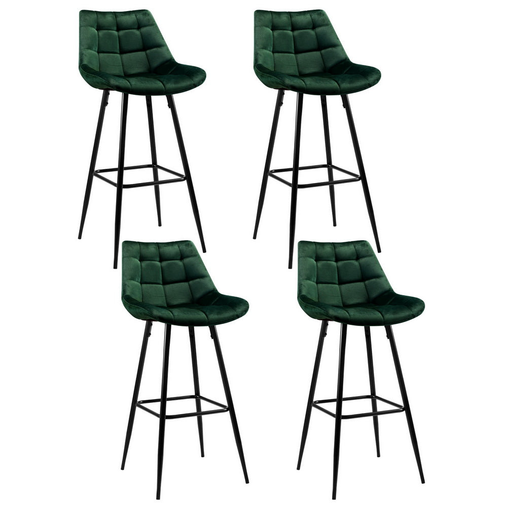 Artiss Green Velvet Bar Stools (Set of 4)