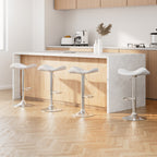 Artiss White Leather Gas Lift Bar Stools