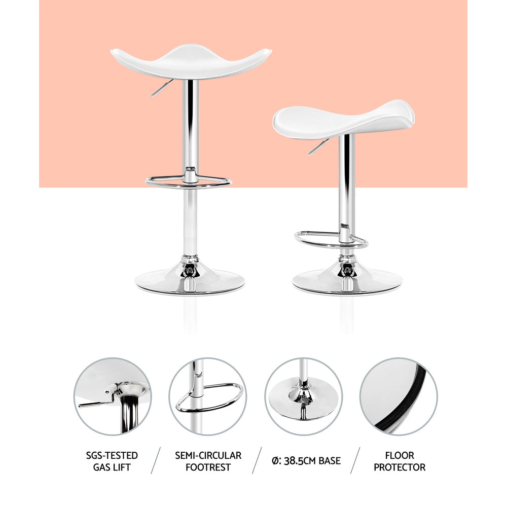 Artiss White Leather Gas Lift Bar Stools