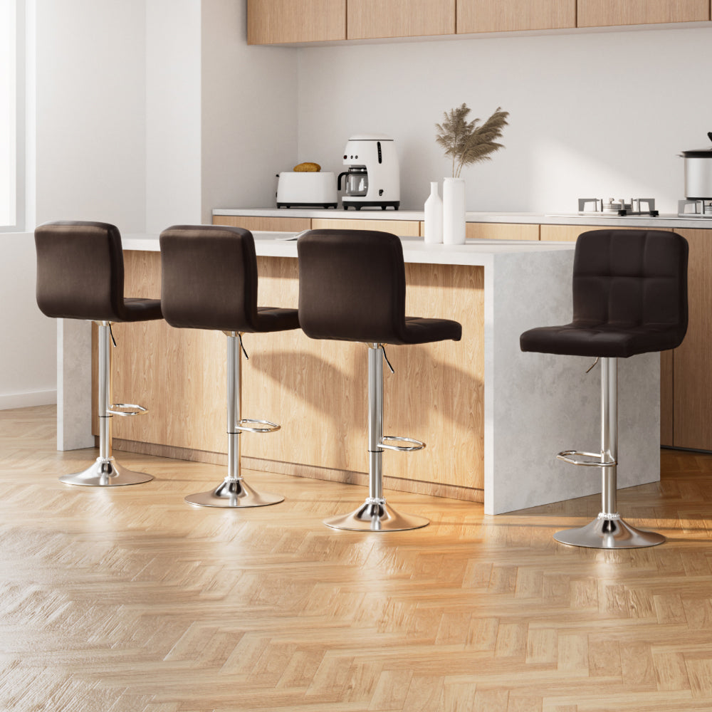 Artiss Chocolate Brown Leather Bar Stools