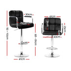 Artiss Adjustable Leather Bar Stools with Armrests