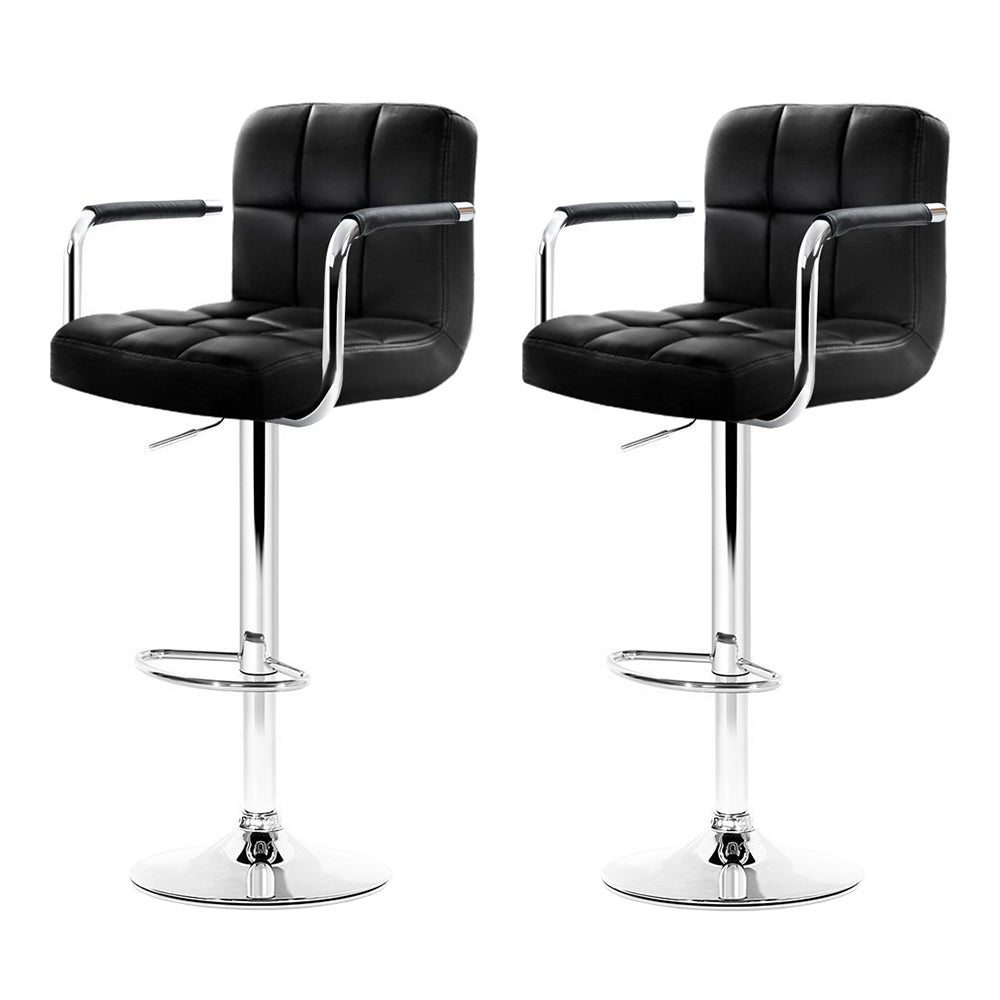 Artiss Adjustable Leather Bar Stools with Armrests
