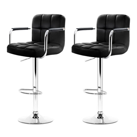 Artiss Adjustable Leather Bar Stools with Armrests