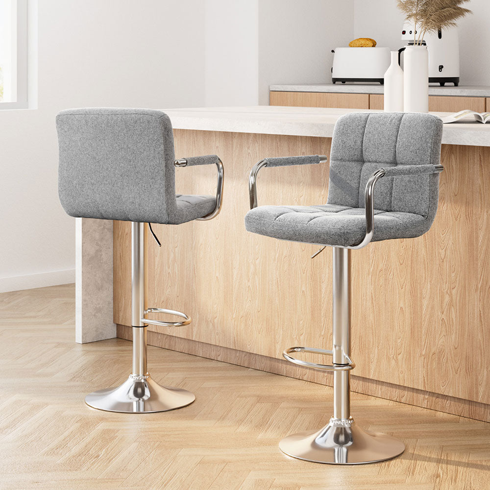 Artiss Noa Grey Bar Stools with Armrest