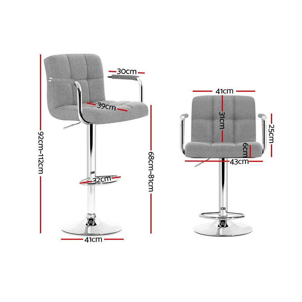 Artiss Noa Grey Bar Stools with Armrest