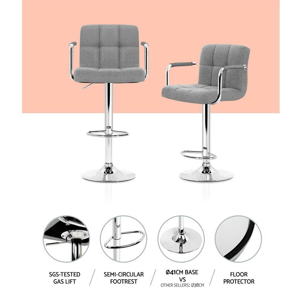 Artiss Noa Grey Bar Stools with Armrest