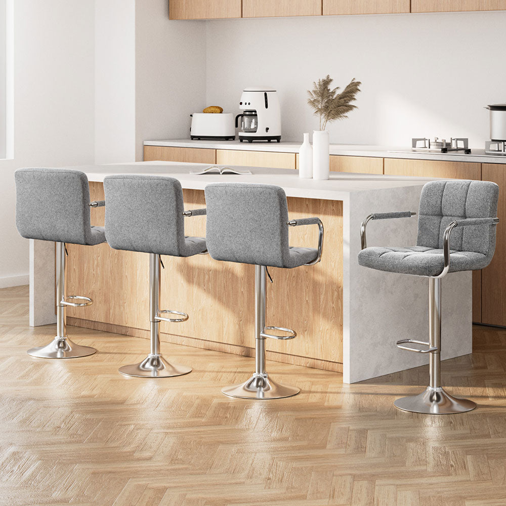 Artiss Noa Grey Bar Stool with Armrest