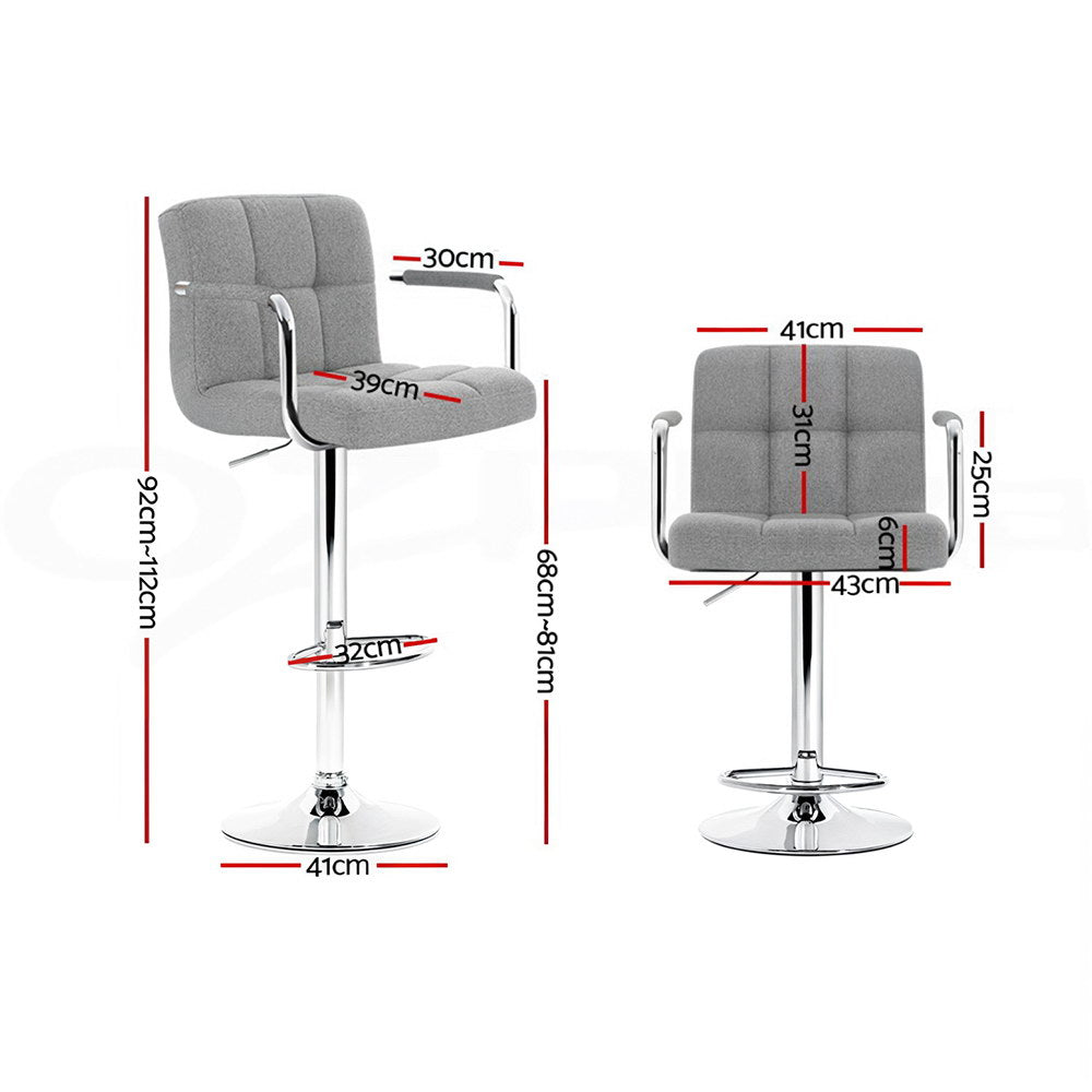 Artiss Noa Grey Bar Stool with Armrest