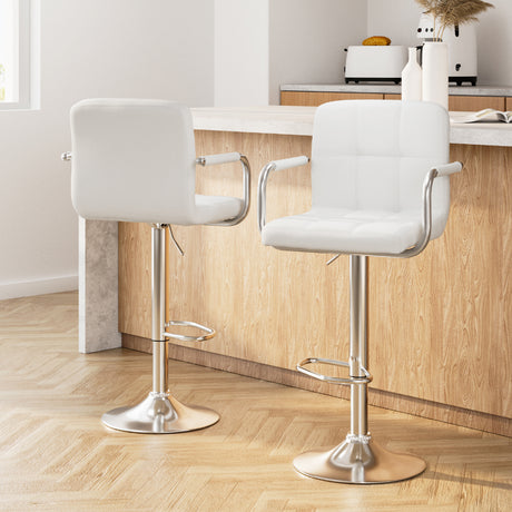 Artiss Adjustable Leather Bar Stools with Armrests