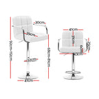 Artiss Adjustable Leather Bar Stools with Armrests