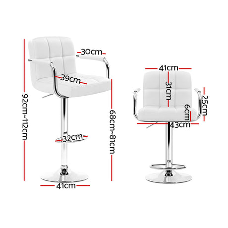 Artiss Adjustable Leather Bar Stools with Armrests