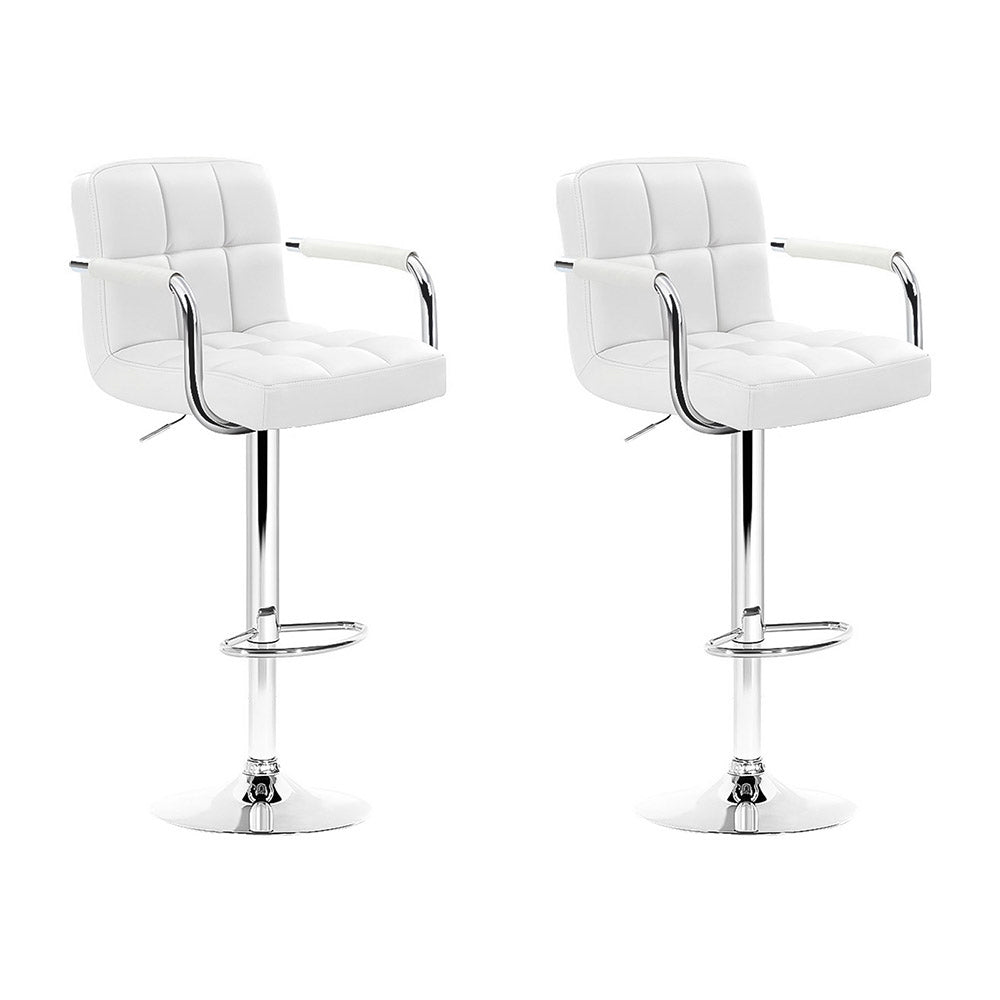 Artiss Adjustable Leather Bar Stools with Armrests