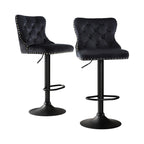 Artiss Adjustable Velvet Bar Stools - Set of 2