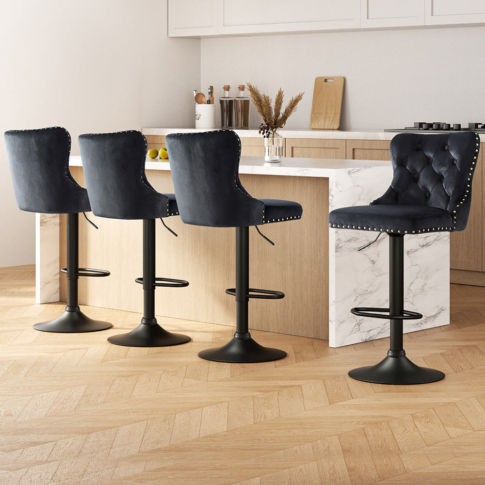 Artiss Industrial Velvet Bar Stool Set