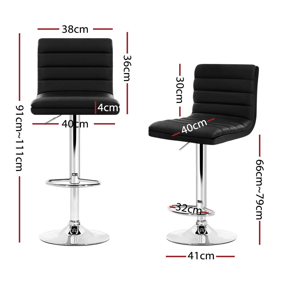Artiss Black Leather Gas Lift Bar Stools