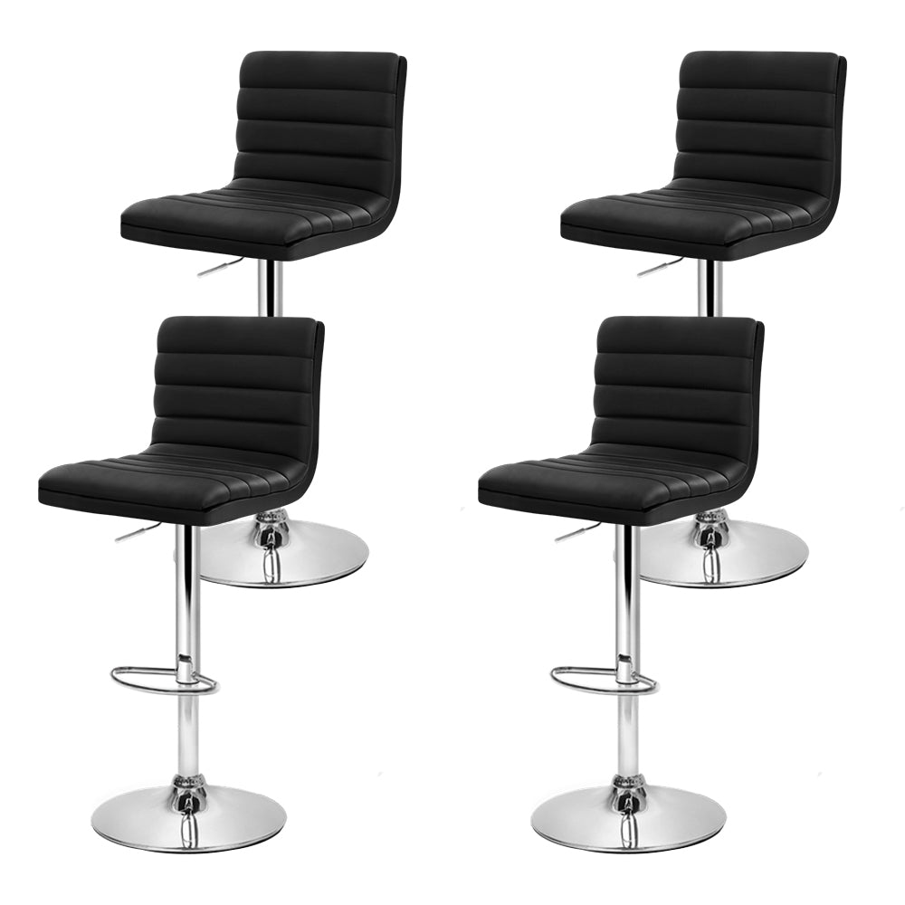 Artiss Black Leather Gas Lift Bar Stools