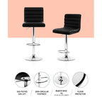 Artiss Black Leather Gas Lift Bar Stools