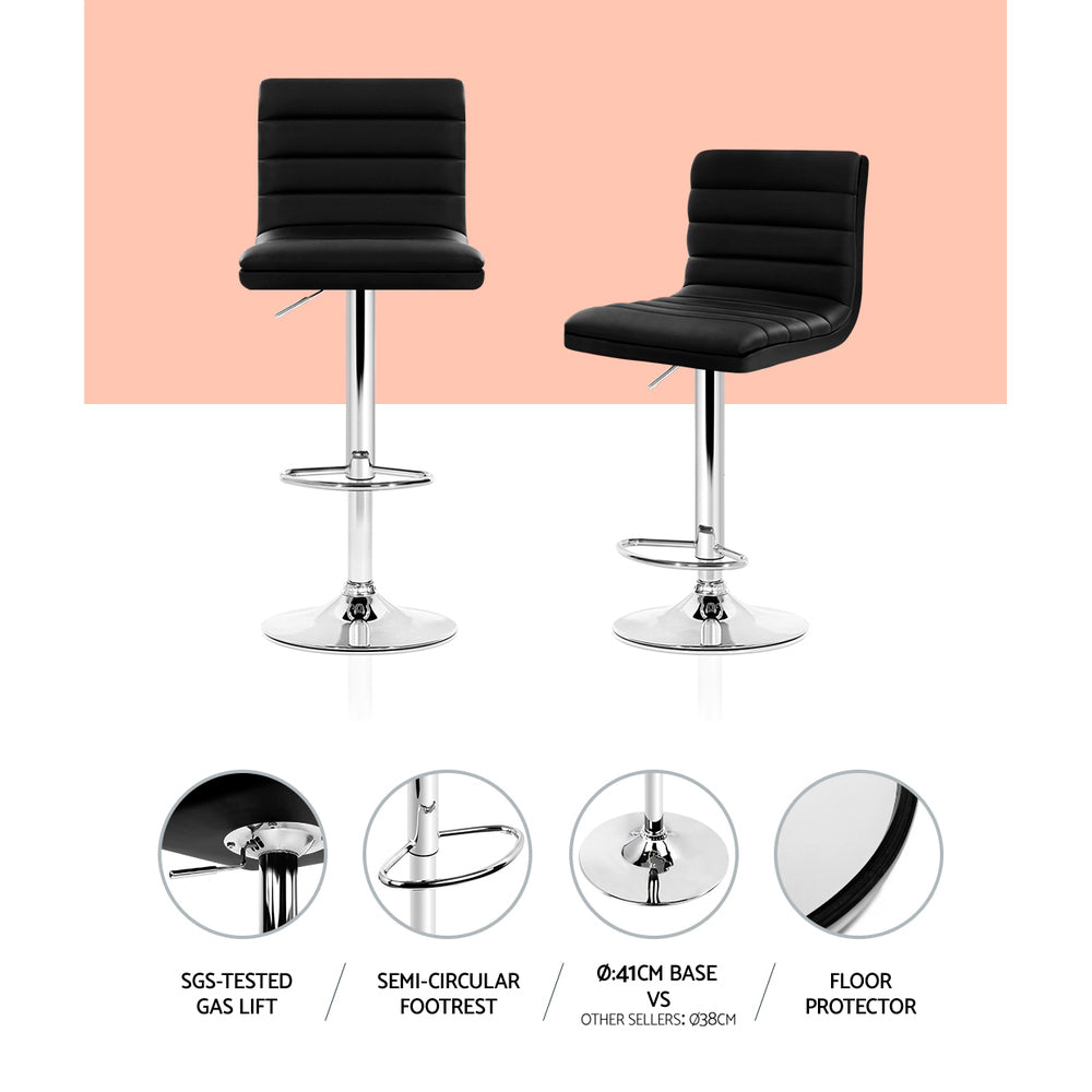 Artiss Black Leather Gas Lift Bar Stools