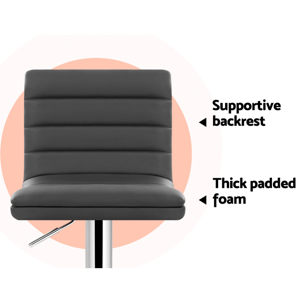 Artiss Grey PU Leather Bar Stools Set of 4