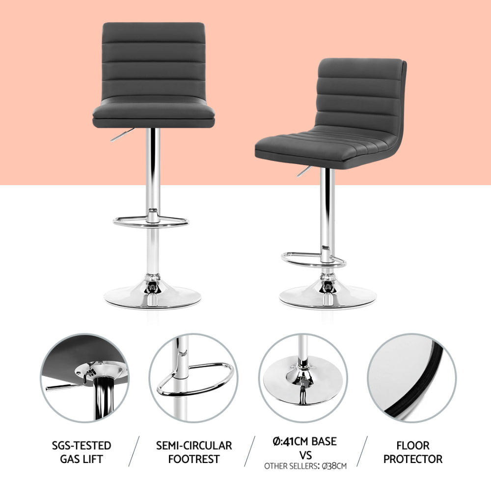 Artiss Grey PU Leather Bar Stools Set of 4