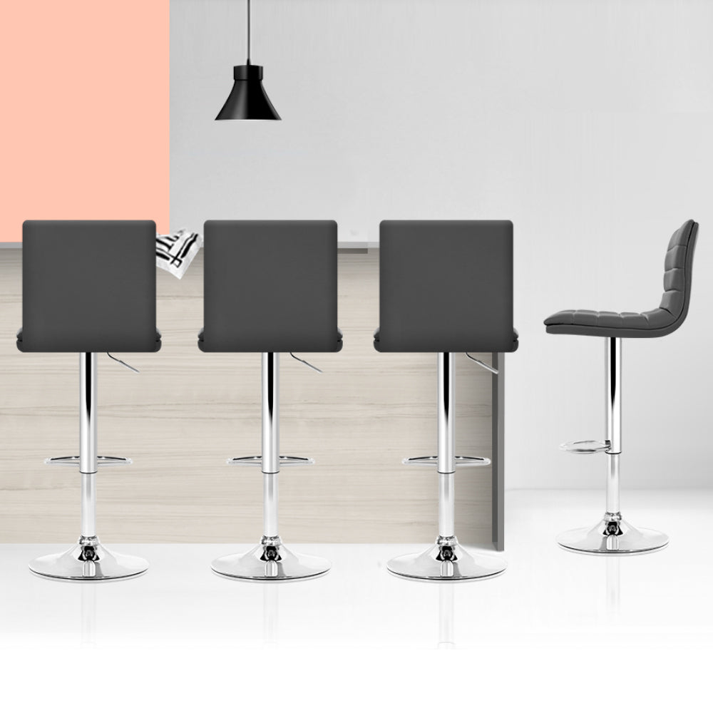 Artiss Grey PU Leather Bar Stools Set of 4