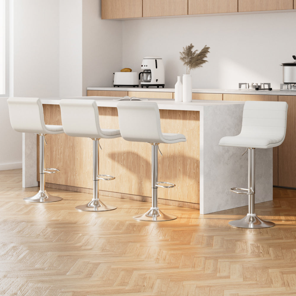 Artiss White PU Leather Bar Stools