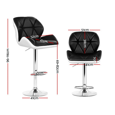 Artiss Adjustable Gas Lift Padded Leather Bar Stools