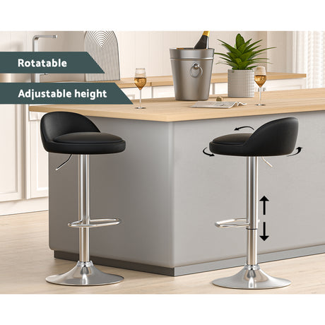 Contemporary Adjustable PU Leather Bar Stools