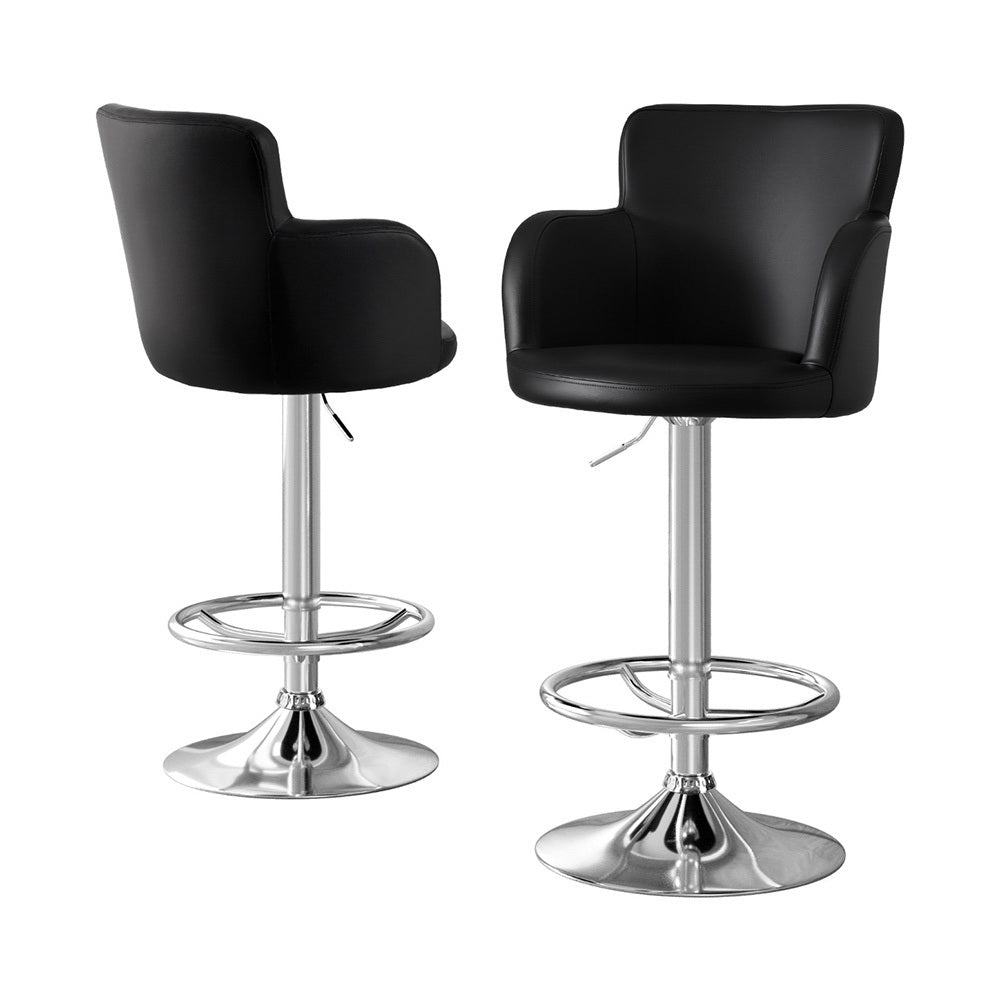Artiss Black Leather Adjustable Bar Stools