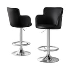 Artiss Black Leather Adjustable Bar Stools