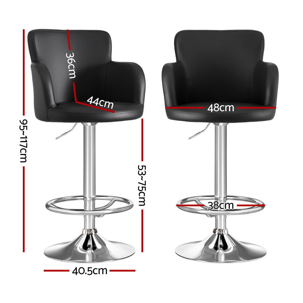 Artiss Black Leather Adjustable Bar Stools