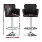 Artiss Black Leather Adjustable Bar Stools