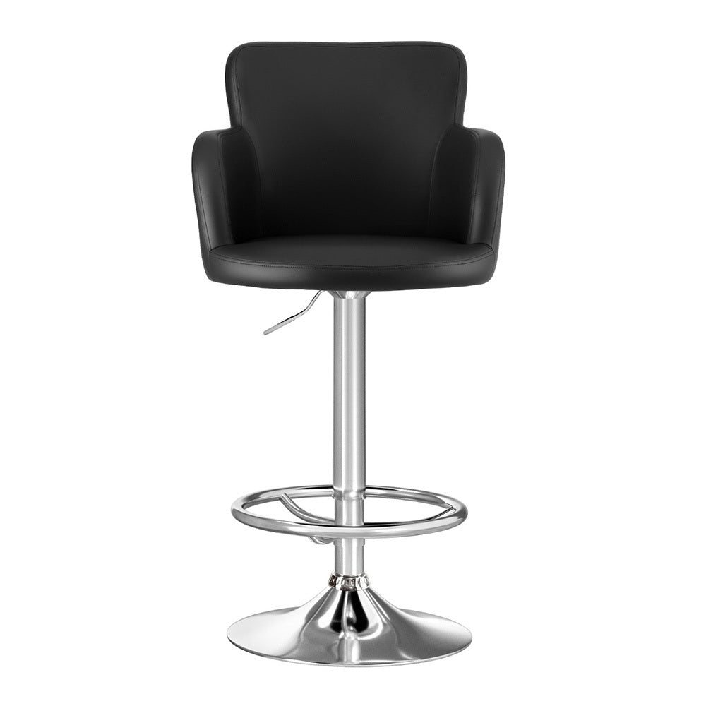 Artiss Black Leather Adjustable Bar Stools