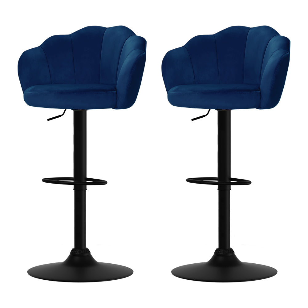 Elegant Velvet Adjustable Bar Stools Set