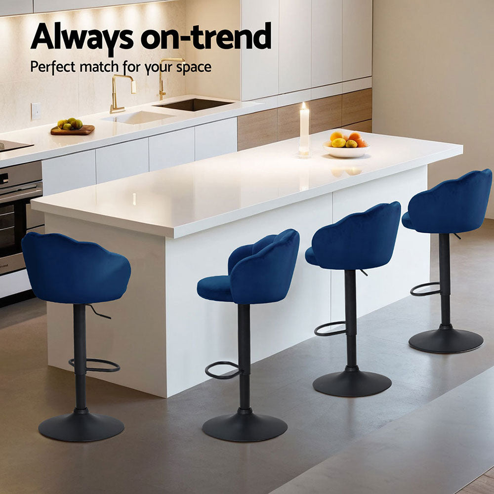 Elegant Velvet Gas Lift Bar Stools