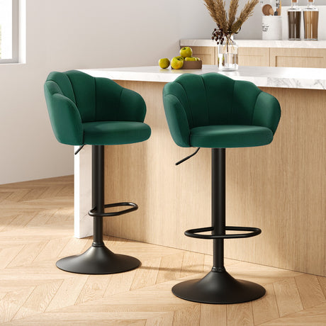 Elegant Velvet Adjustable Bar Stools Set