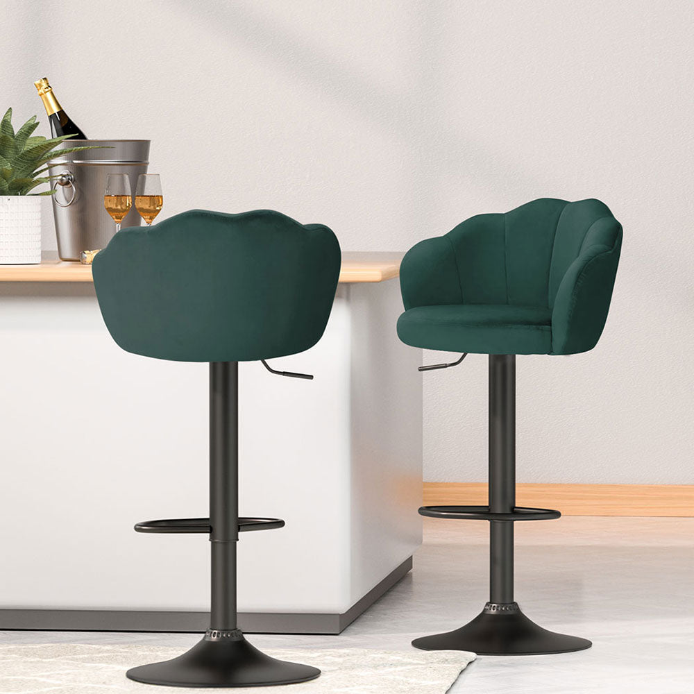 Elegant Velvet Gas Lift Bar Stools