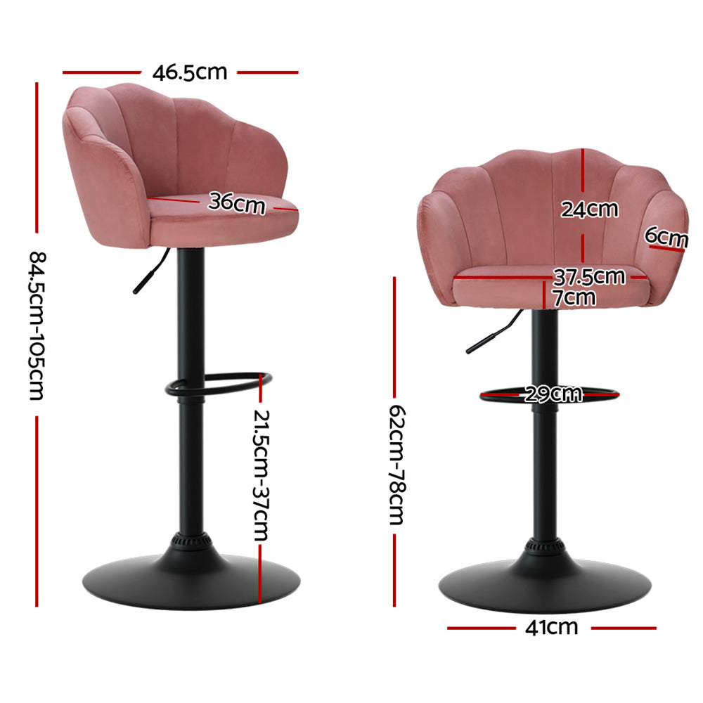 Elegant Velvet Adjustable Bar Stools Set