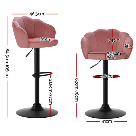 Elegant Velvet Adjustable Bar Stools Set