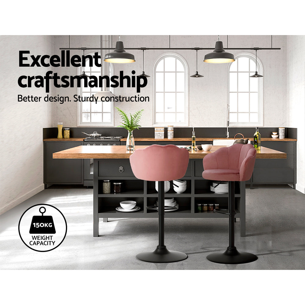 Elegant Velvet Adjustable Bar Stools Set